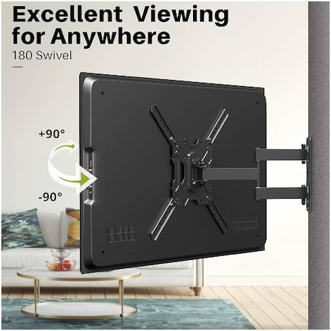 ICS 26-55&quot; Full Motion Adjustable Wall Mount Bracket Rotatable TV Stand With Swivel Tilting Extension Level Adjustment for LED LCD Flat Curved TVs Black