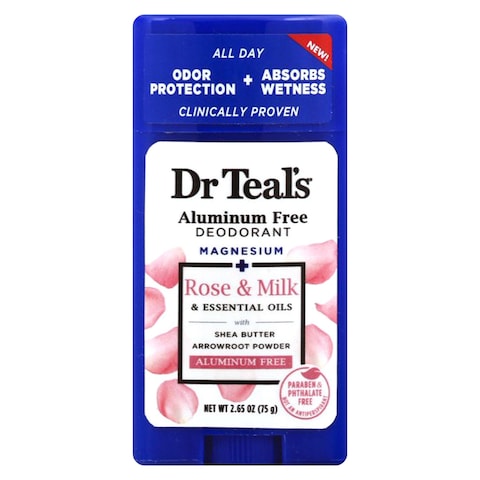 Dr Teals Aluminium Free Rose And Milk Deodorant Clear 75g