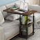Jjone Bedside Table With Wheels, Height Adjustable With Storage Shelves For Sofa Couch (A188-Black Oak)