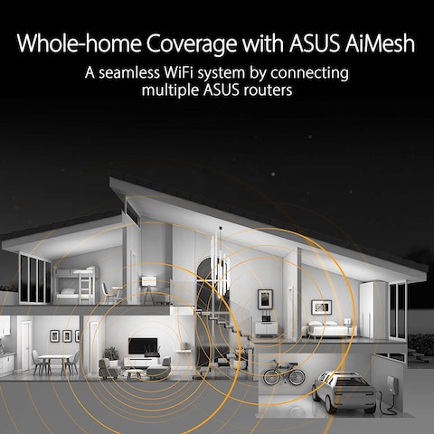 Asus TUF-AX4200 TUF Gaming AX4200 Dual Band WiFi 6 Gaming Router With Mobile Game Mode, 3 Steps Port Forwarding, 2.5Gbps Port, AiMesh For Mesh WiFi, AiProtection Pro Network Security