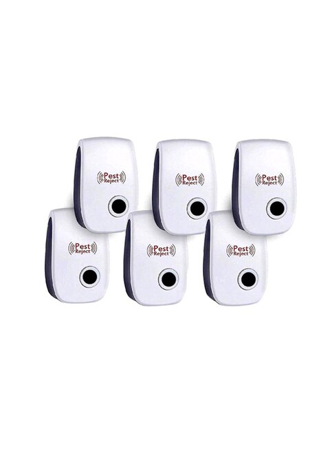Sunshine - 6-Piece Ultrasonic Pest Repeller Set White 4inch