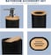 Bathroom Accessories Set 8 Pcs Bamboo Bath Ensemble Includes Soap Dispenser, Toothbrush Holder, Toothbrush Cup, Soap Dish, Qtip Holder Dispenser for Housewarming Gift (8-Bamboo Black)