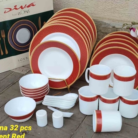 Diva 32Pcs Dinner Set Red