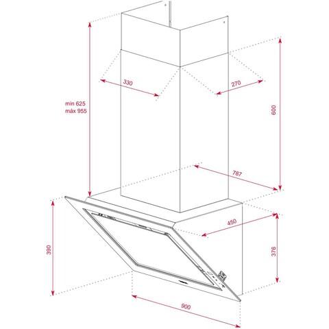 Teka DLV 98660 TOS Vertical decorative hood with Fresh air function in 90cm