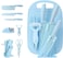 7 Sets of Wheat Straw Knives, Household Stainless Steel Fruit Kitchen Knives, Kitchen Knives(Blue)