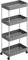 COZY NEST Multi Tier Rolling Trolley Storage Organizer Utility Cart with Hooks &amp; Wheels,Mobile Functional Shelves for Bathroom,Kitchen,Office,Laundryroom (Gray 4 Tier)