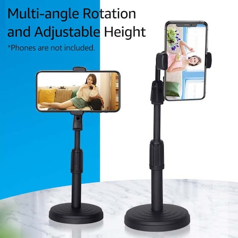 Generic Desktop Portable Stable Round Base Cell Phone Stand Holder, Black