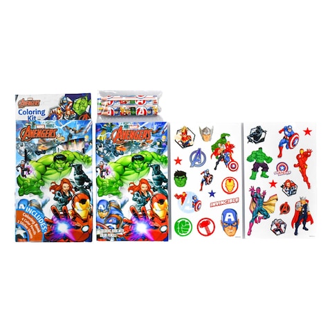 Marvel Avengers Colouring Kit with Colouring Book, 4 Colour Pencils and 2 Sticker Sheets
