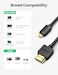 Ugreen 30103 Micro HDMI To HDMI Adapter Cable, Male to Male High Speed HDMI Cable, Supports 3D 4K 60Hz 1080P Audio Return, 2 Meter, Black