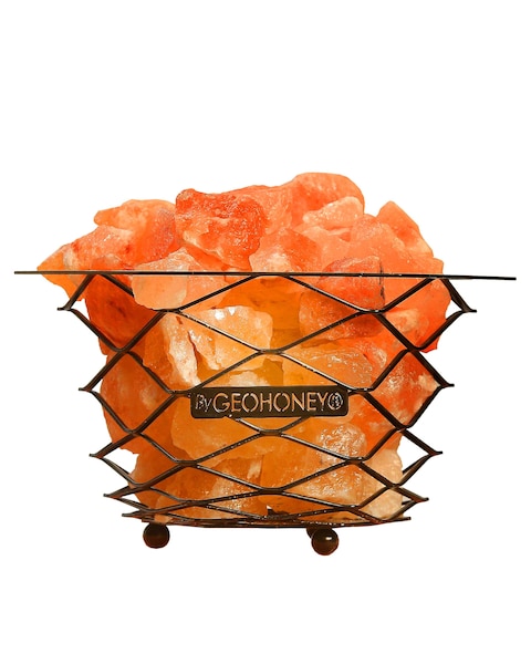 Geohoney Himalayan Salt Lamp With Cross Iron Bars