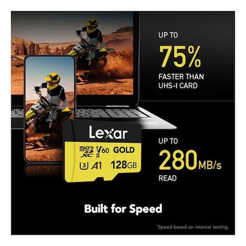 Lexar Professional Gold UHS-II V60 MicroSD Memory Card Gold And Black 128GB