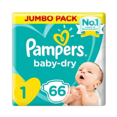 Pampers Baby-Dry Diaper New Born Size 1 2-5KG 66 Count