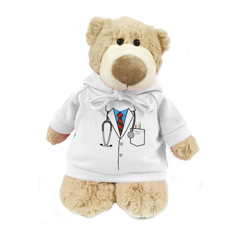 Mascot Doctor Bear with trendy white doctor&#39;s top Size 28cm