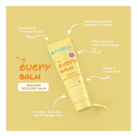 PureBorn Kids Every Balm Moisture Recovery Balm With Soothing Vegan Honey And Avocado Extract 80ml