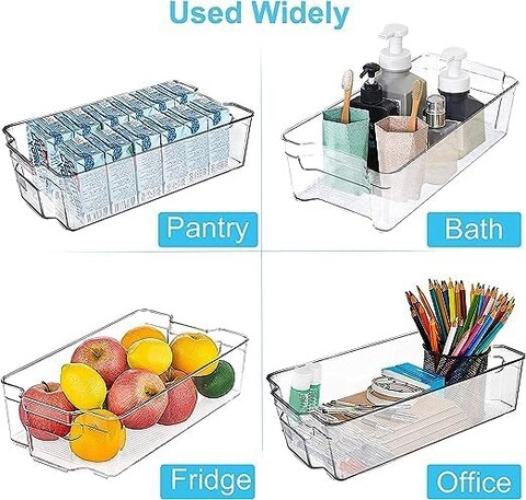Atraux 16-PCs Refrigerator Organizer Bins - Clear Plastic storage Bins For Fridge, Kitchen Cabinet, Pantry Organization