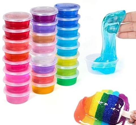 lavish 24Color Non-toxic Blowing Bubbles Crystal Mud Super Light Clay Draw Slime Funny Toys