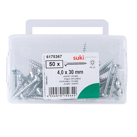 Suki Zinc-Plated Steel Chipboard Screw (4 &mdash; 30 mm, Pack of 50)
