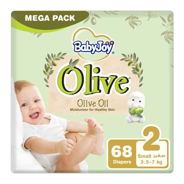 Babyjoy olive oil moisturizer for healthy skin size 2 small 3.5-7 kg mega pack 68 diapers