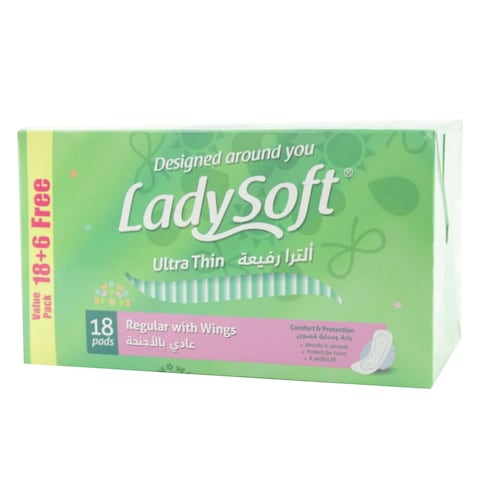 Lady Soft Ultra Thin Regular With Wings Sanitary Pad 24 Count