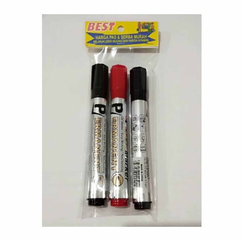 Permanent Markers Set - 3 Assorted Colors
