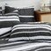 Luna Home Queen Size 6 Pieces, Black Stripe Design Bedding Set