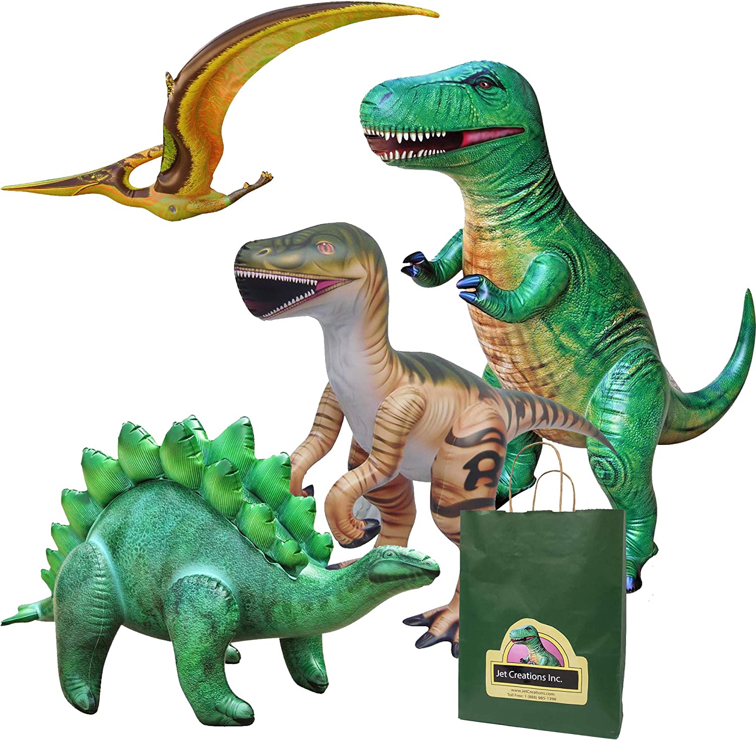 Buy Jet Creations 4-Pk Inflatable Dinosaurs Combo, T-Rex Pteranodon ...