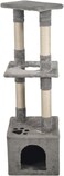Cat Tree Scratching tower with a soft fabric condo for indoor cat, top wide perch and sisal covered scratching posts, cat sky view window. Grey (110cm)
