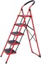 Hawk King 5 Step House Steel Ladder Multi-Function Staircase Red Color With Wide Pedal Step Stool