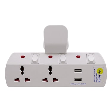 MyChoice 2-Way with 2 USB Ports T-Shape Universal Wall Socket Adapter