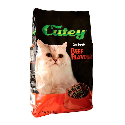 Buy Cuty cat food dry beef 1.5 kg in Saudi Arabia