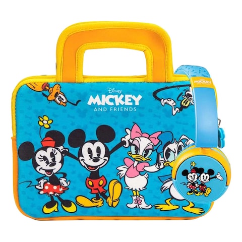 Pebble Gear Disney Mickey And Friends Themed Tablet Carry Bag With On-Ear Wired Headphones Mult