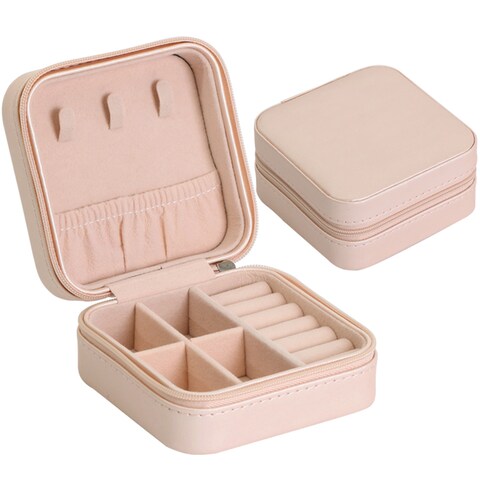 Anself-Small Portable Travel Jewelry Box Organizer Storage Case for Rings Earrings Necklaces