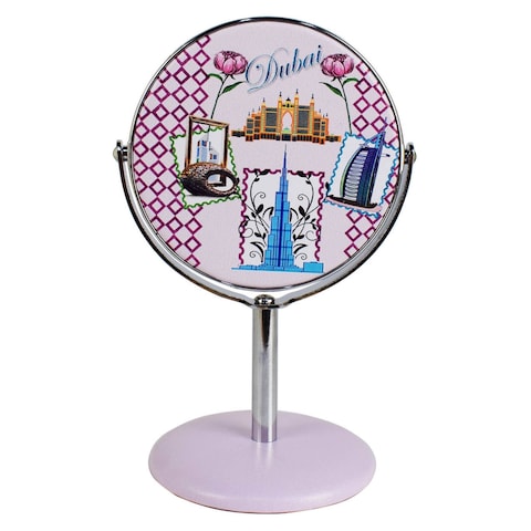 Dubai Souvenir Desk Stand Mirror Silver