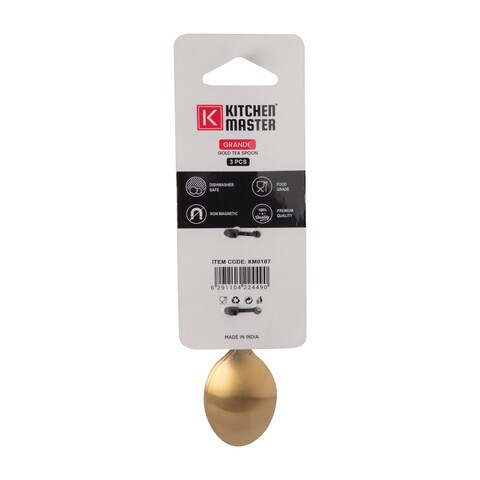 KITCHEN MASTER GOLD TEA SPOON, KM0107, 3PC PACK, GRANDE