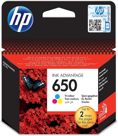 HP 650 Tri-Color (Cyan, Magenta, Yellow) Original Ink Advantage Cartridge - Cz102Ak