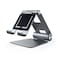 Satechi R1 Aluminum Multi-Angle Foldable Tablet &amp; Phone Stand - Compatible with 2020/2018 iPad Pro, 2020 iPad Air, iPhone 12 Pro Max/12 Mini/12, 11 Pro Max/11 Pro, Xs Max/XS/XR/X, 8 Plus/8 (Grey)
