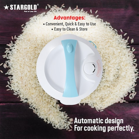 STARGOLD Rice Cooker 1.8 Liter Automatic 700W Multi Cooker 220-240V for Healthy Cooking White, SG-318