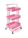 Almufarrej 3-Tier Utility Cart Rolling Storage Shelf Pink 43x36x87cm